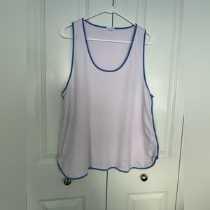 Lake Pajamas Pink And White Striped Tank XL purple trim